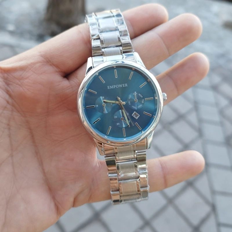 ساعت امپاور مردانه تقویم دار طرح 3 موتور رنگ ثابت ضدآب استیل موتور ژاپن همراه باجعبه رایگان وباتری اشانتیون