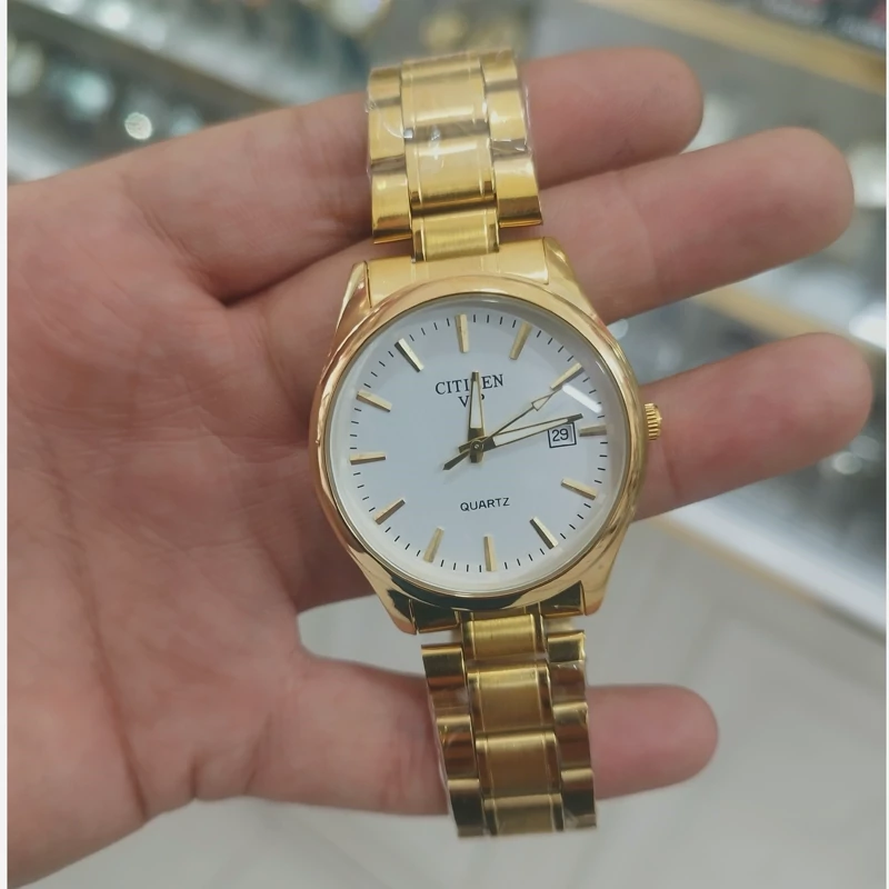 ساعت سیتیزن vip مردانه تقویم دار استیل رنگ ثابت ضد آب همراه با باتری اشانتیون و جعبه رایگان