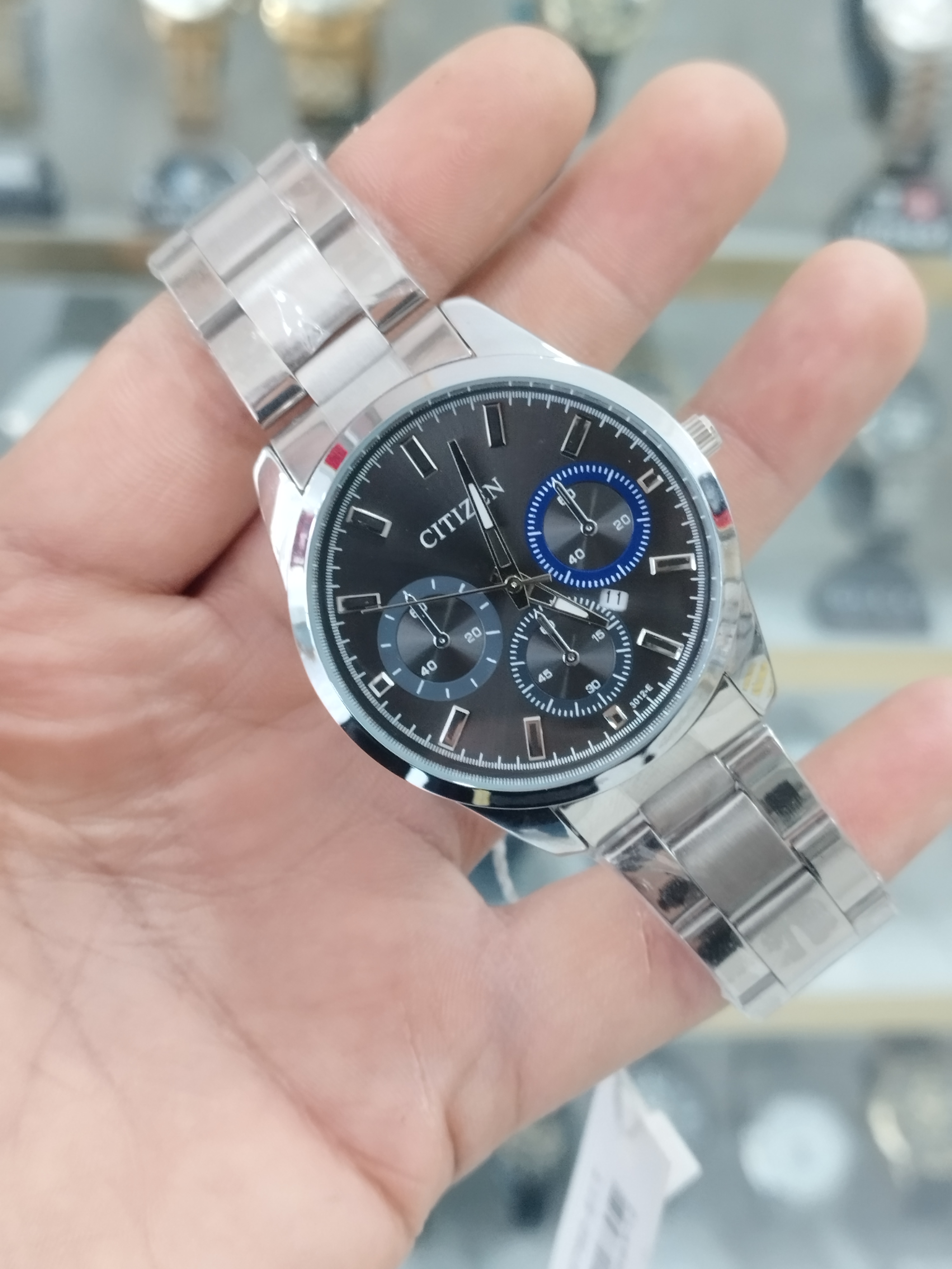 ساعت سیتیزن مردانه تقویم دار استیل رنگ ثابت ضد آب طرح 3 موتور همراه باتری اضافه