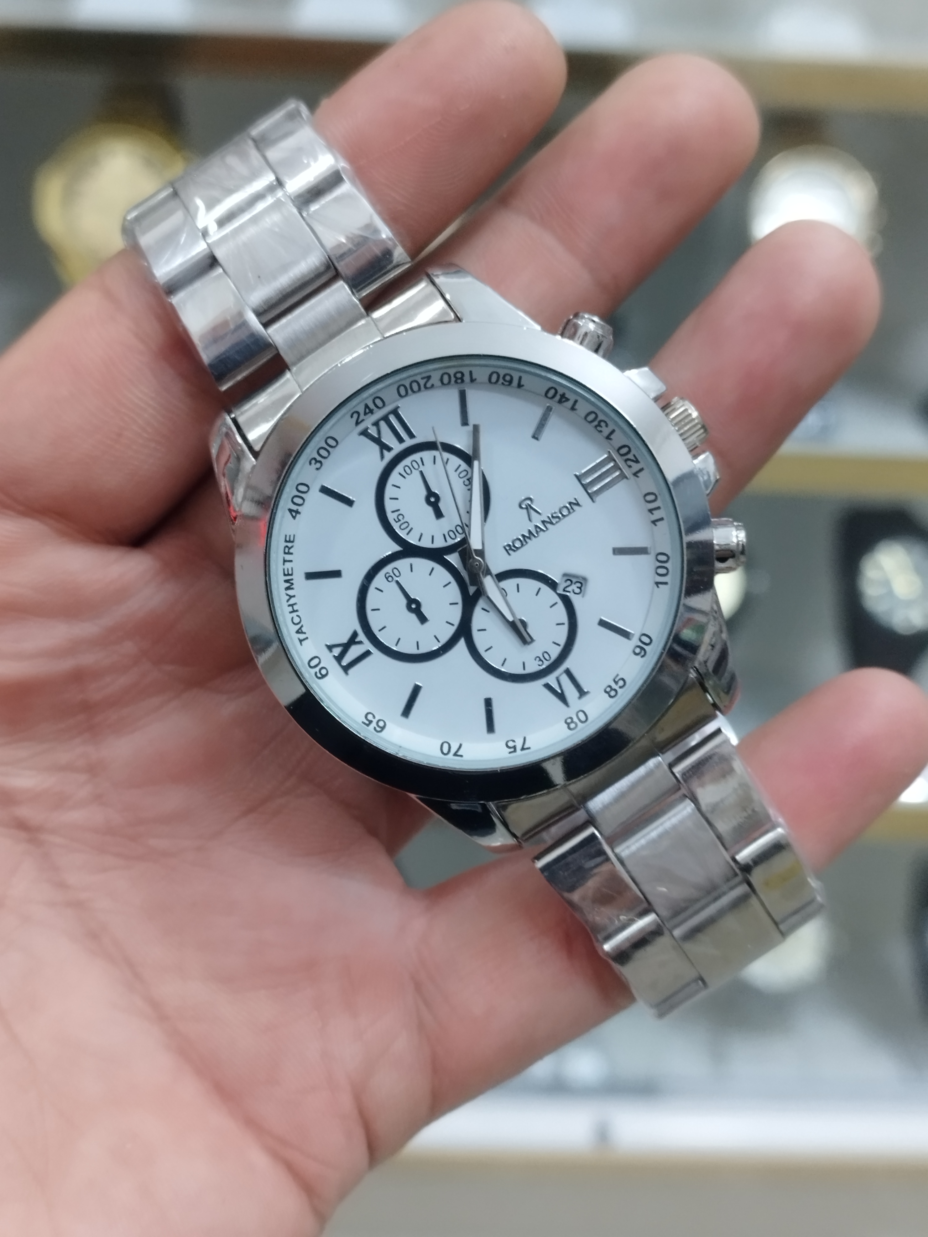 ساعت رومانسون مردانه تقویم دار طرح 3 موتور استیل رنگ ثابت ضد آب همراه با باتری اشانتیون