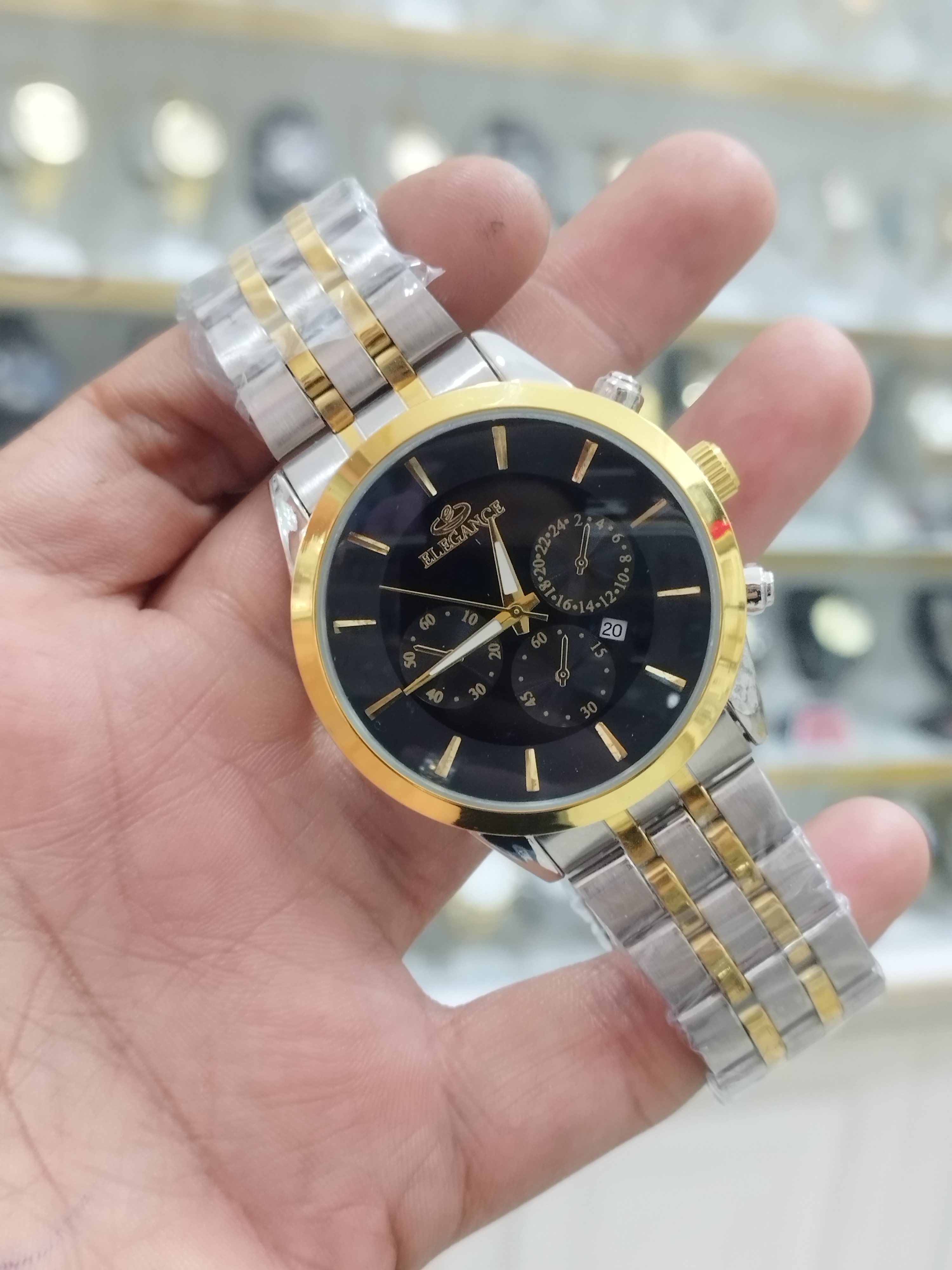 ساعت الگانس مردانه تقویم دار طرح 3 موتور، استیل رنگ ثابت، ضد آب